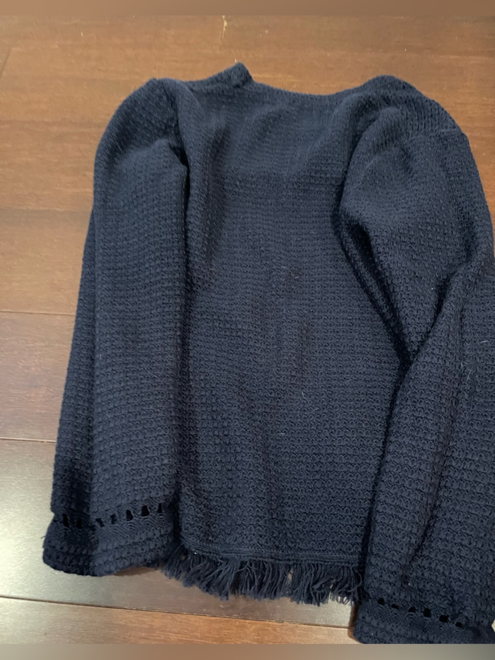 j crew factory mercantile navy blue fringe sweater medium - Picture 7 of 7